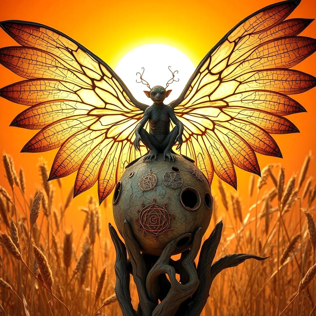 Majestic Winged Creature in Exquisite Surreal Art