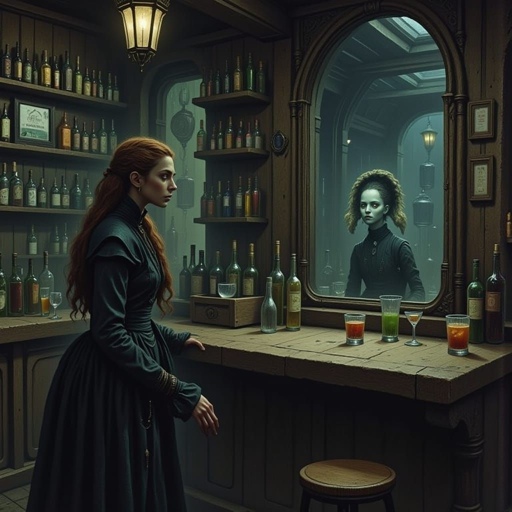 Surreal Bar Reflection: Múzsa Sees Ghostly Apparition