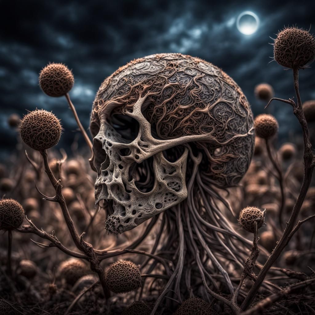 Cosmic Death Seeds in a Moody Fantasy Landscape