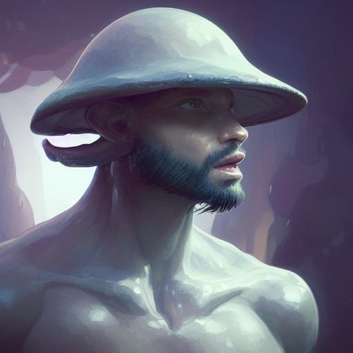 Mushroom Man Portrait in Hyperdetailed Style