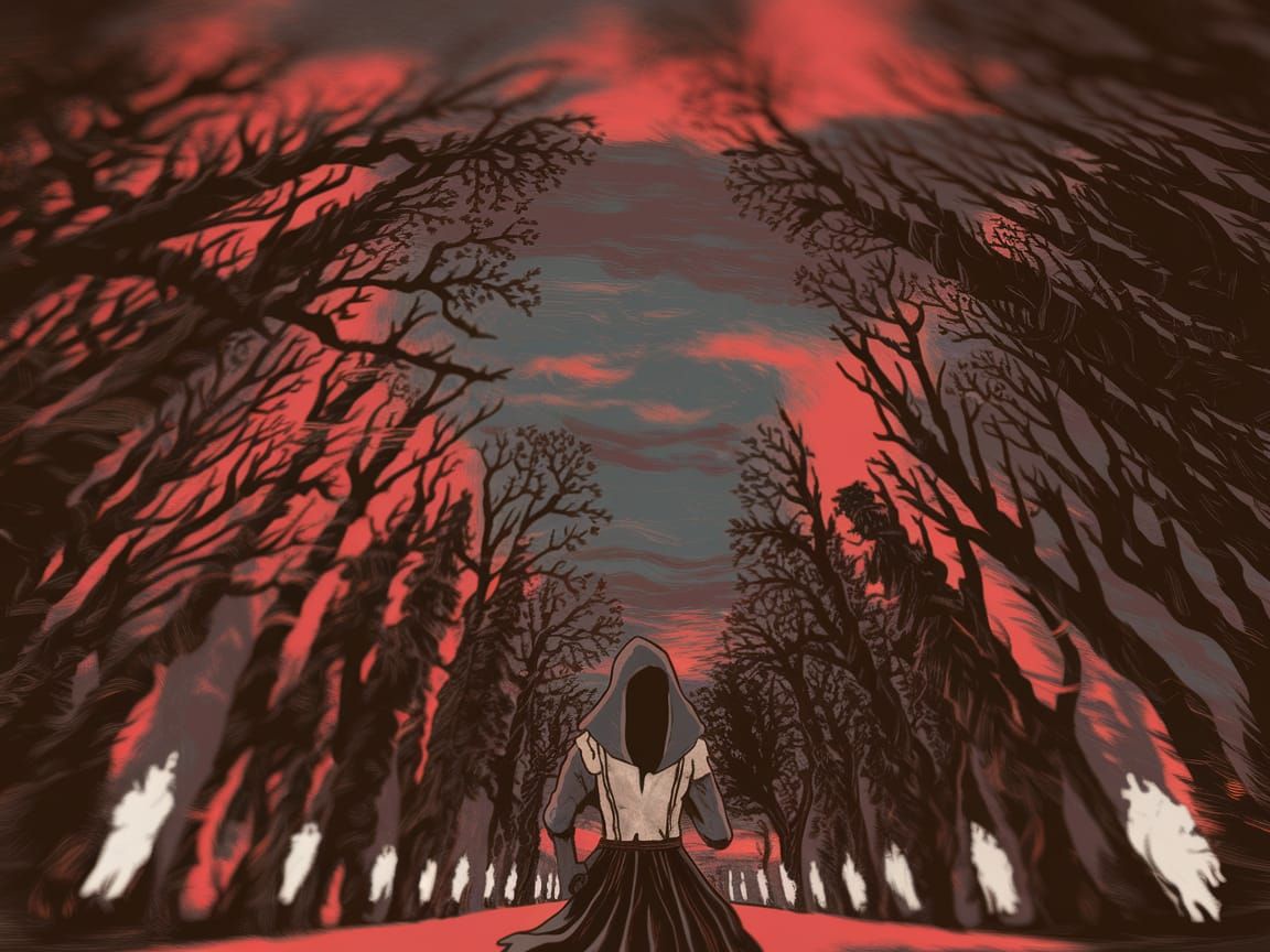 Dark Fantasy Hooded Figure in Manhwa Style