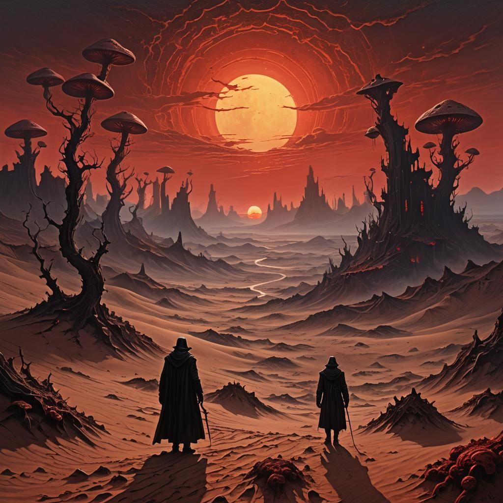 Martian Vampire Rises in Surreal Alien Landscape