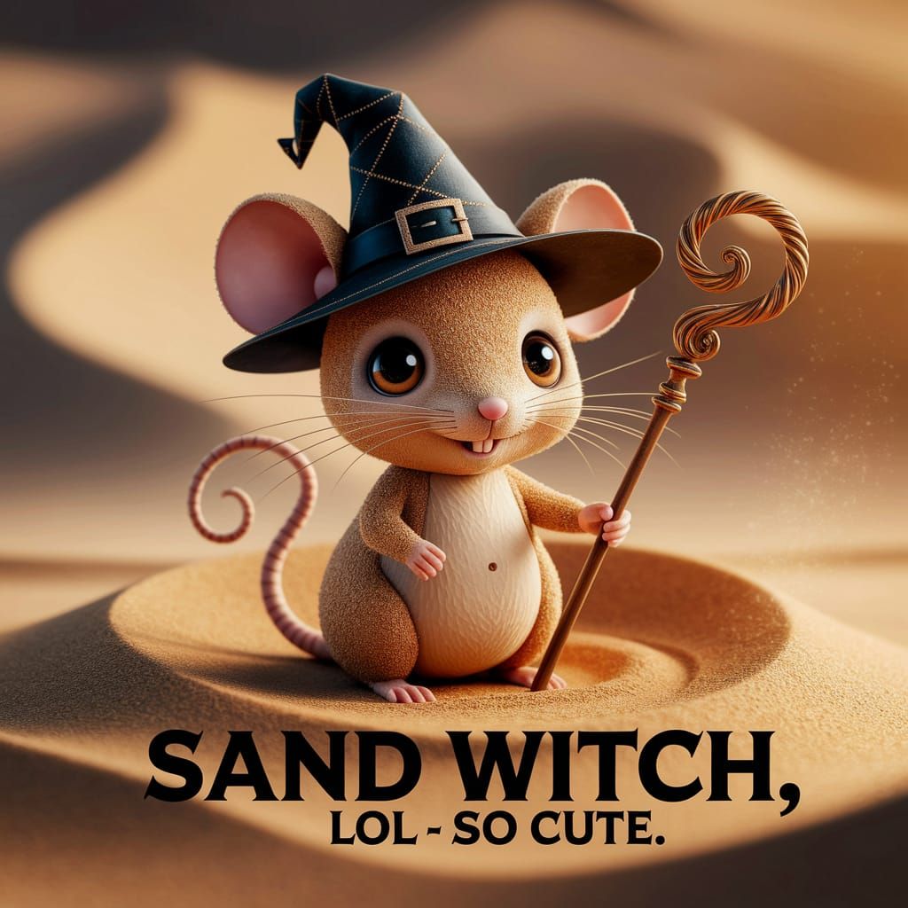 Golden Sand Chibi Witch Casting Whimsical Spell