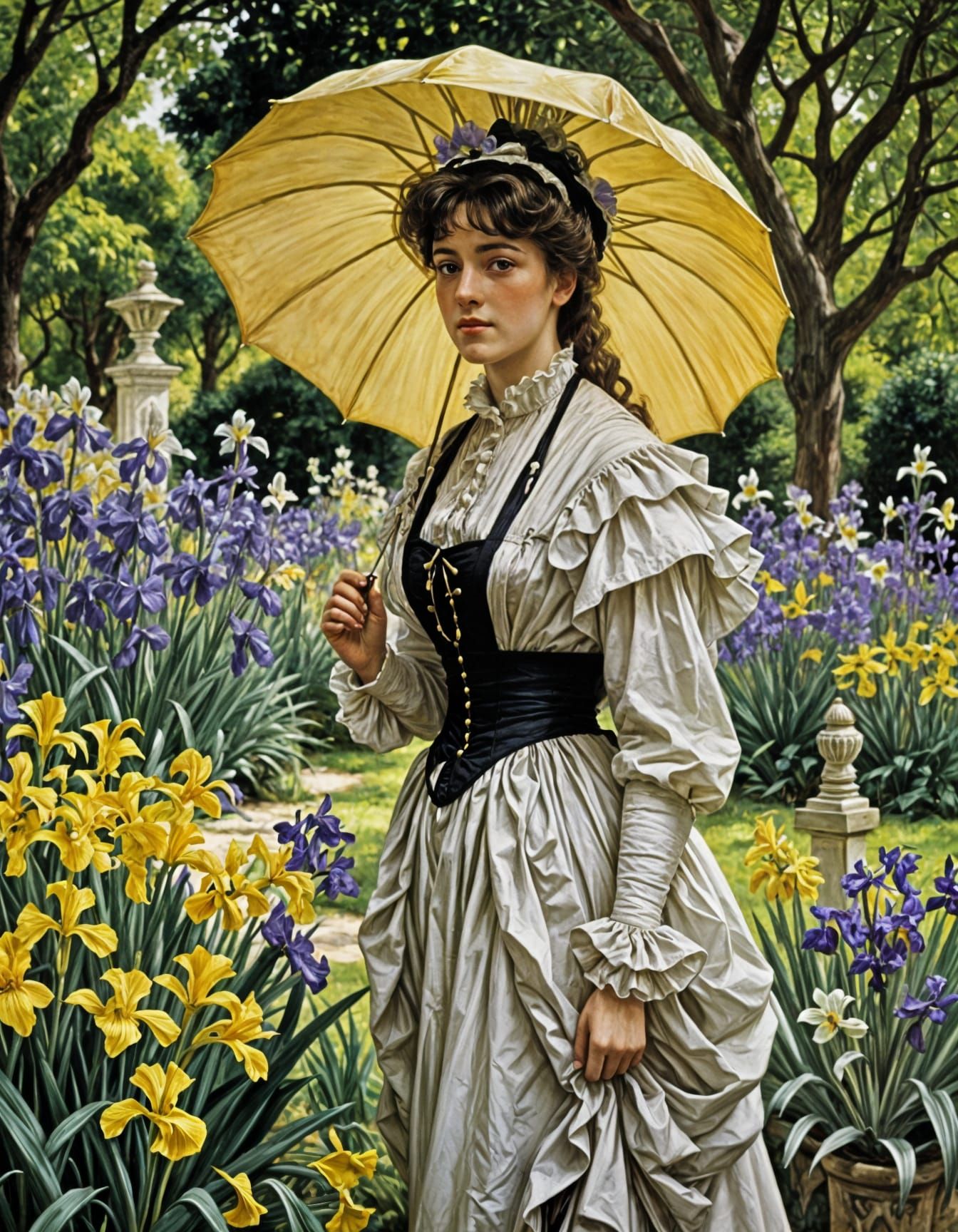 Edwardian Lady in Summer Garden, Oil Painting