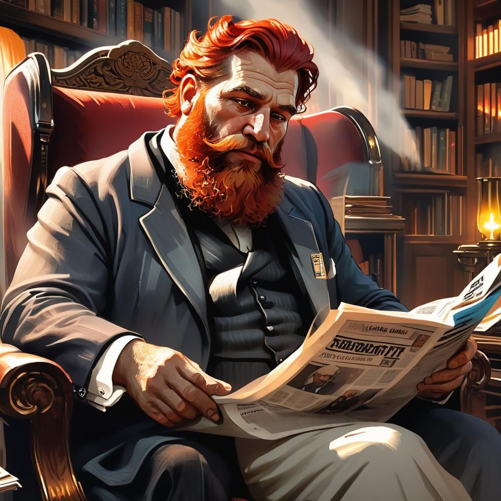 Ultra-Orthodox Man Reading Newspaper in Greg Rutkowski Style