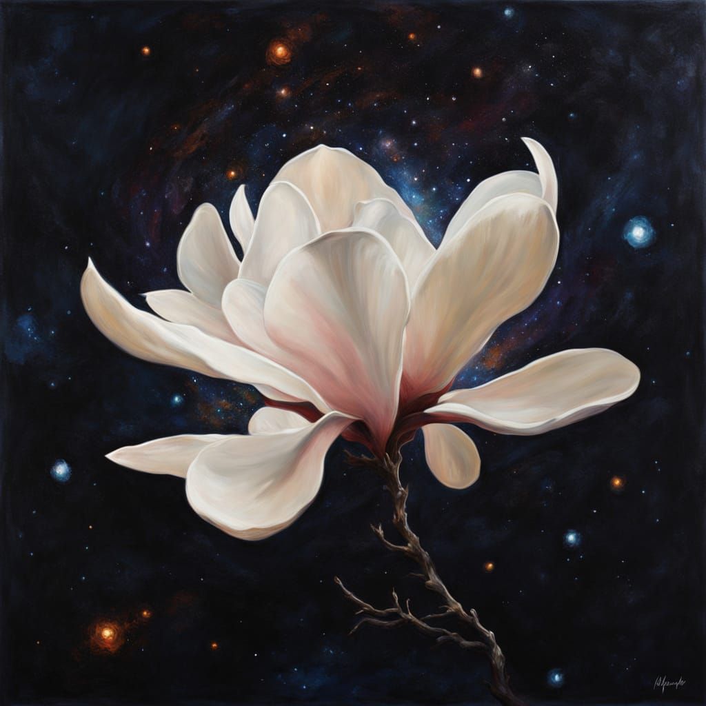 Ancient Magnolia in Deep Space Oil Painting
