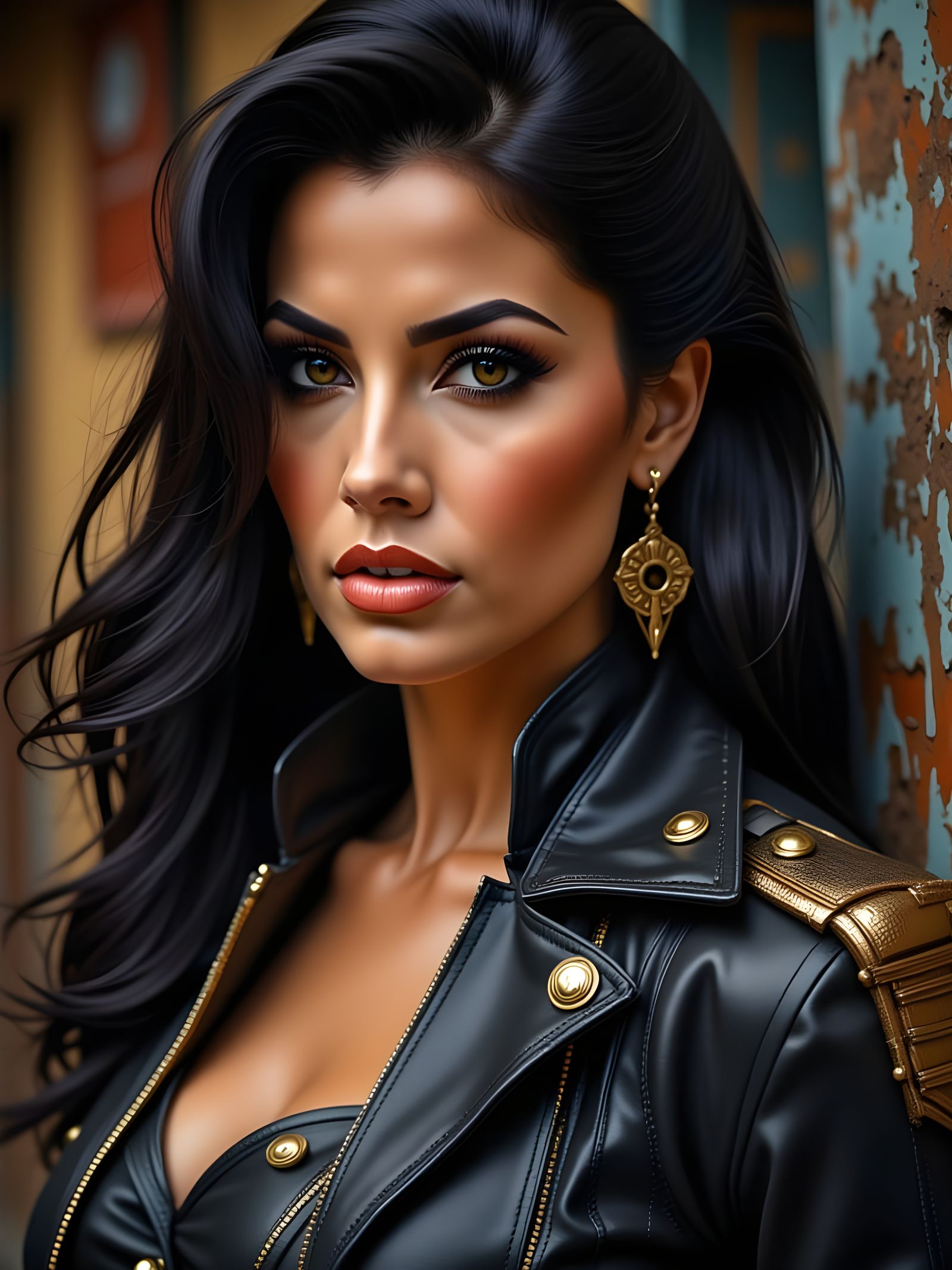 Steampunk Mexican Woman in Military Jacket