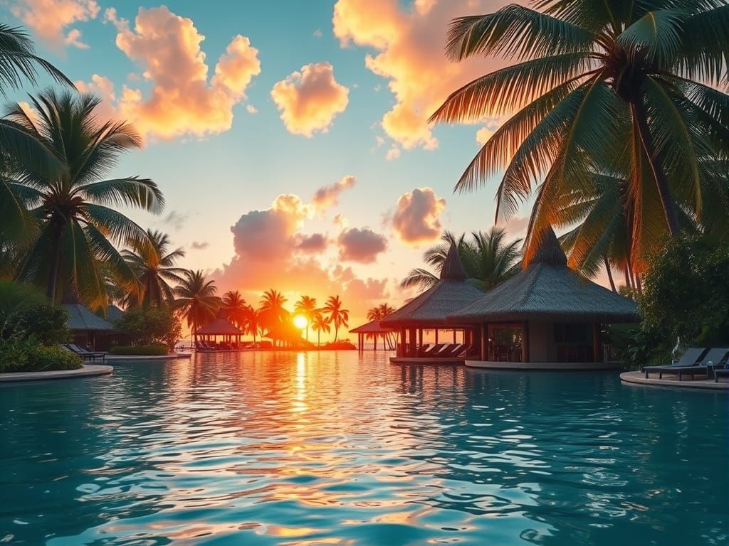 Island Oasis in Vibrant Tropical Colors