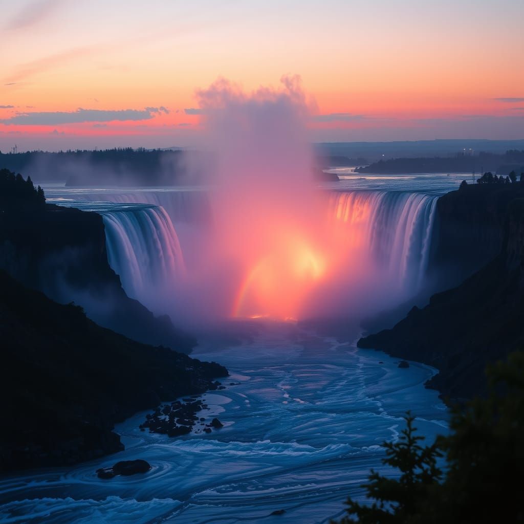 Niagara Falls Twilight: A Romantic Era Masterpiece