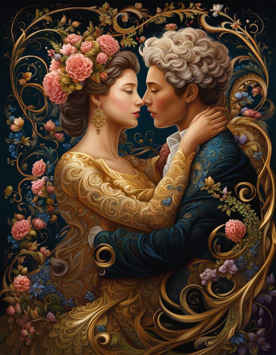 Embrace in Magical Rococo Garden