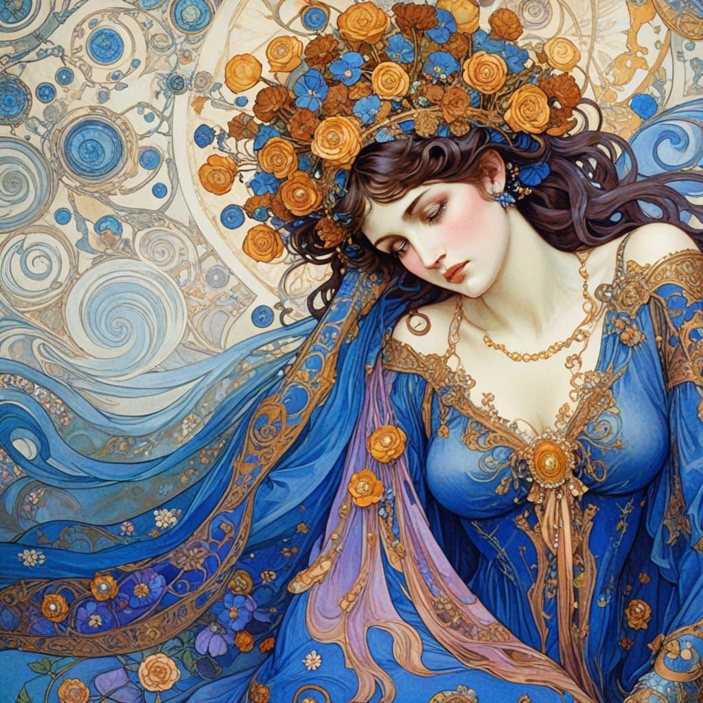 Ethereal Women in Ornate Art Nouveau Style
