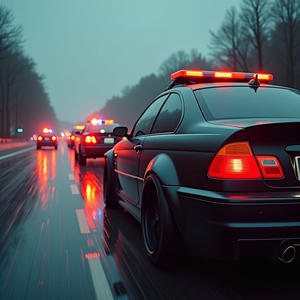 BMW M3 Evades Police in Cinematic Film Still