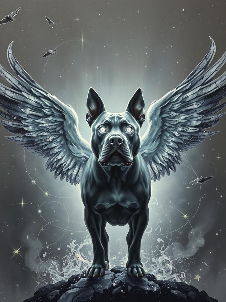 Winged Pitbull Emerges from Stormy Galaxy