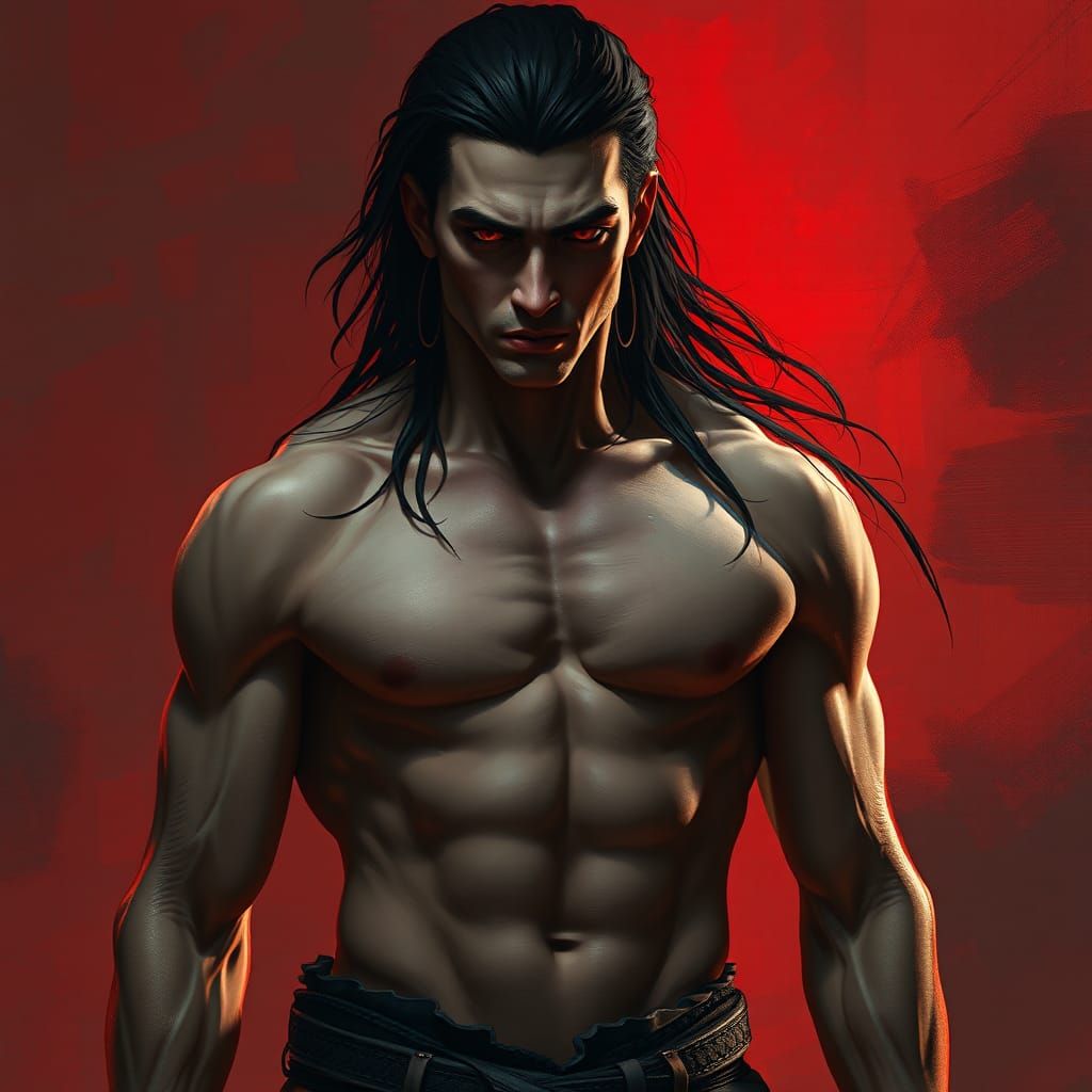 Handsome Vampire with Long Hair in Fantasy Art