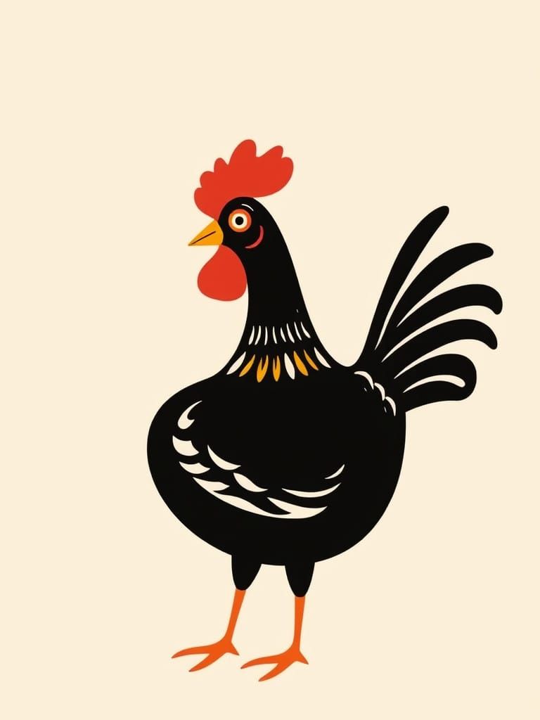 Vibrant Rooster in Folk Art Style