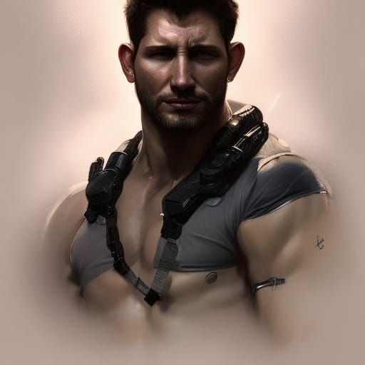 Chris Redfield Portrait in Hyperdetailed Digital Art