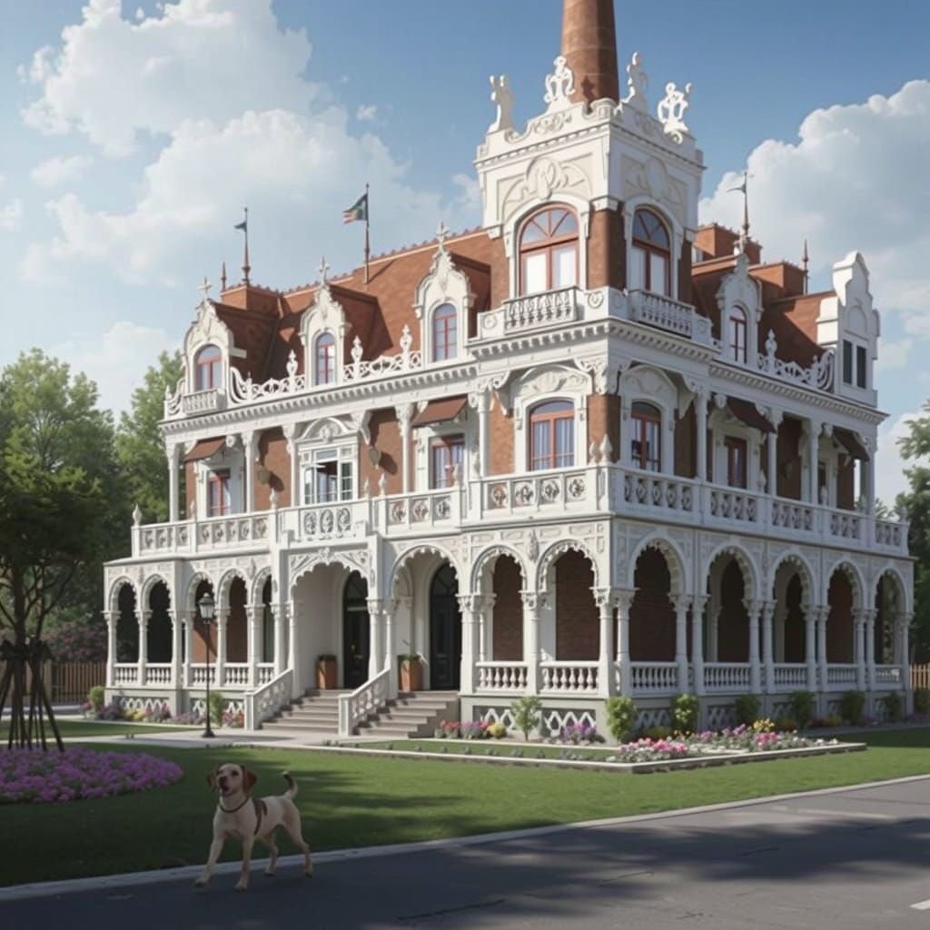 Ethereal Art Nouveau Nightscape with Vibrant Florals