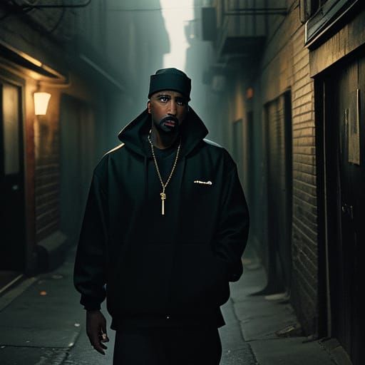 2Pac in Film Noir Style Street Scene
