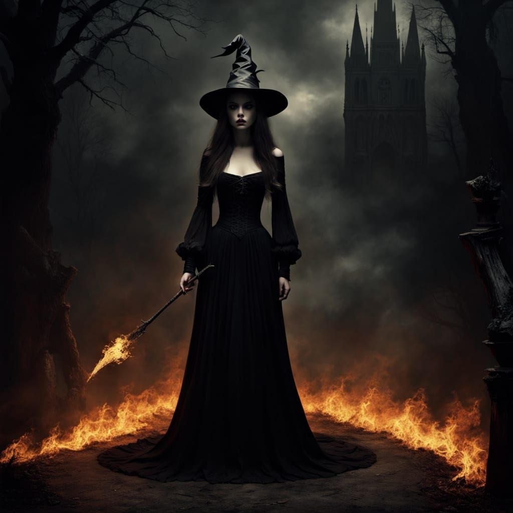 Baroque Witch Ignites by Fiery Stake