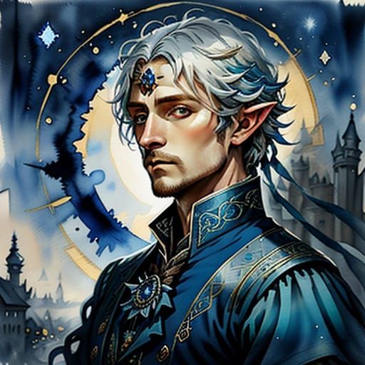 Elven Prince Under Starry Halo