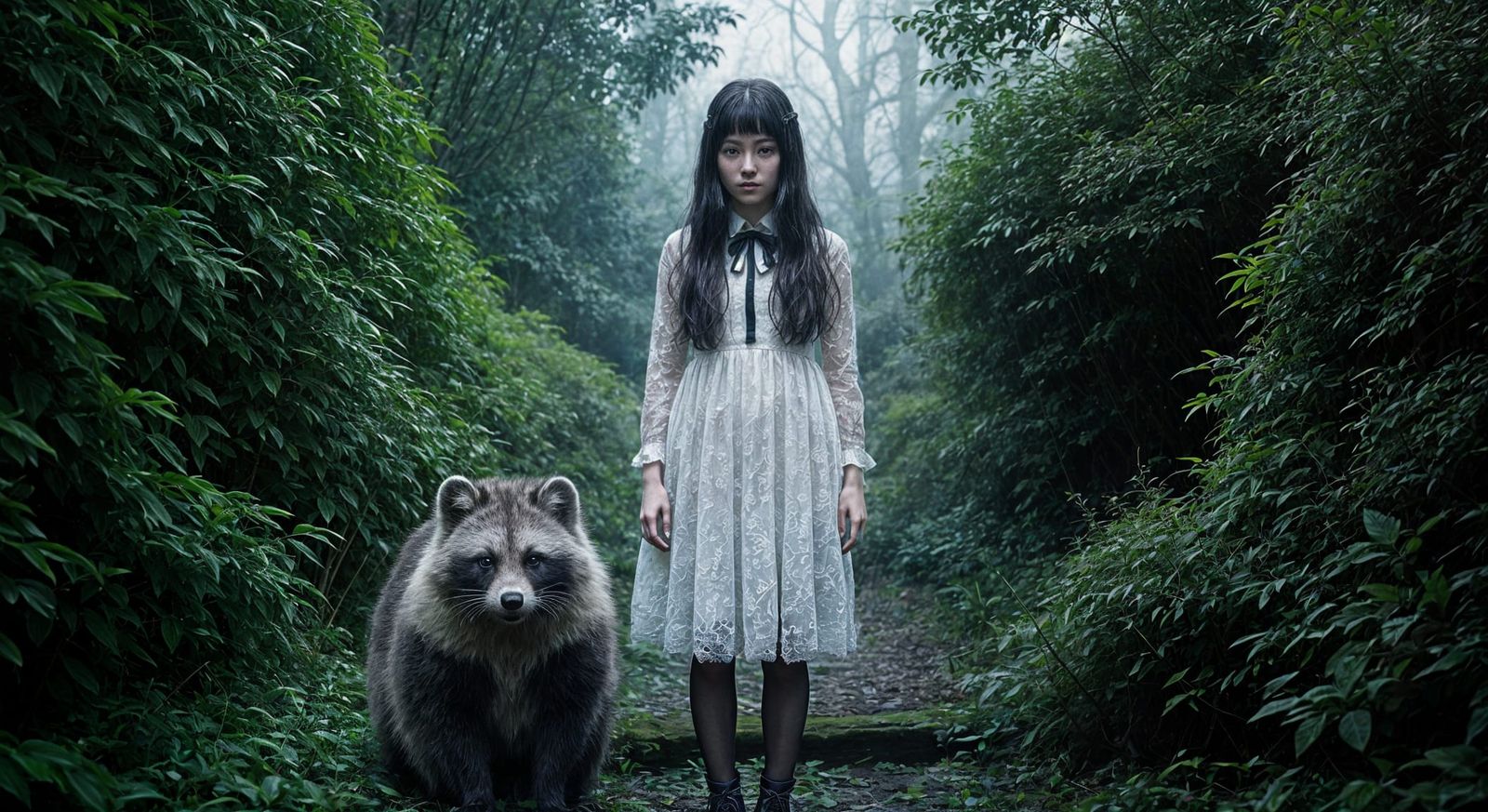Goth girl with tanuki