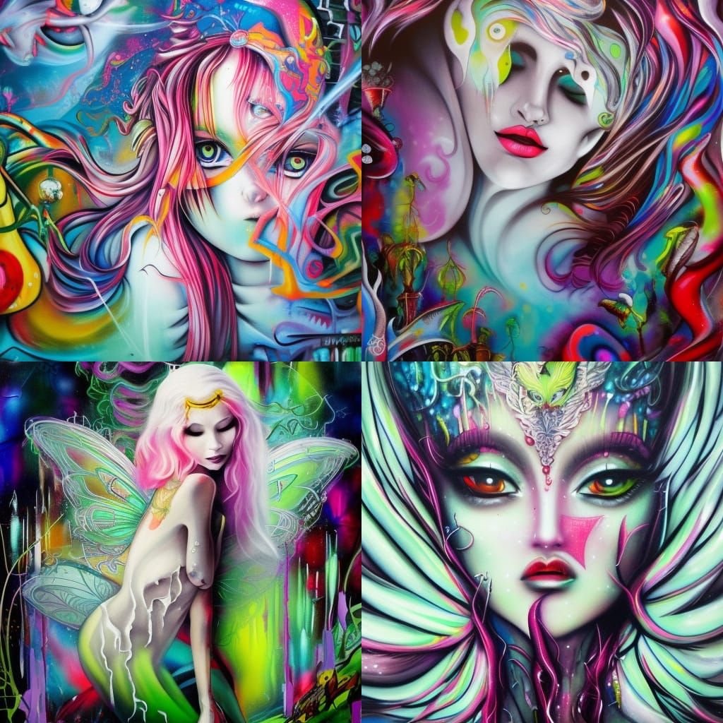 Fairy Land Witch in Graffiti Splash Art Style