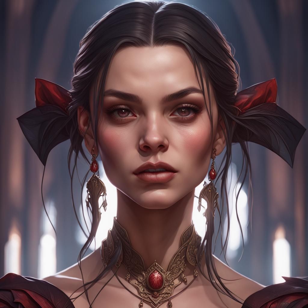 Olivia Rodrigo Vampire Portrait in Art Nouveau Style