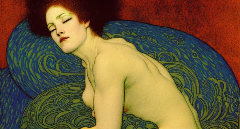 Nightmare with Incubus in Art Nouveau Style