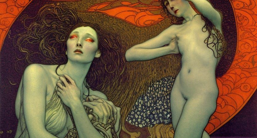 Nightmare and Incubus in Art Nouveau Style