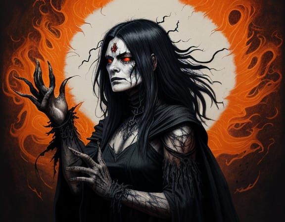 Dark Fantasy Witch Unleashes Infernal Power