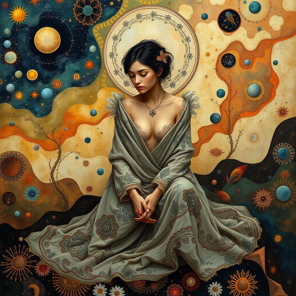 Ethereal Figure in Cosmic Landscape