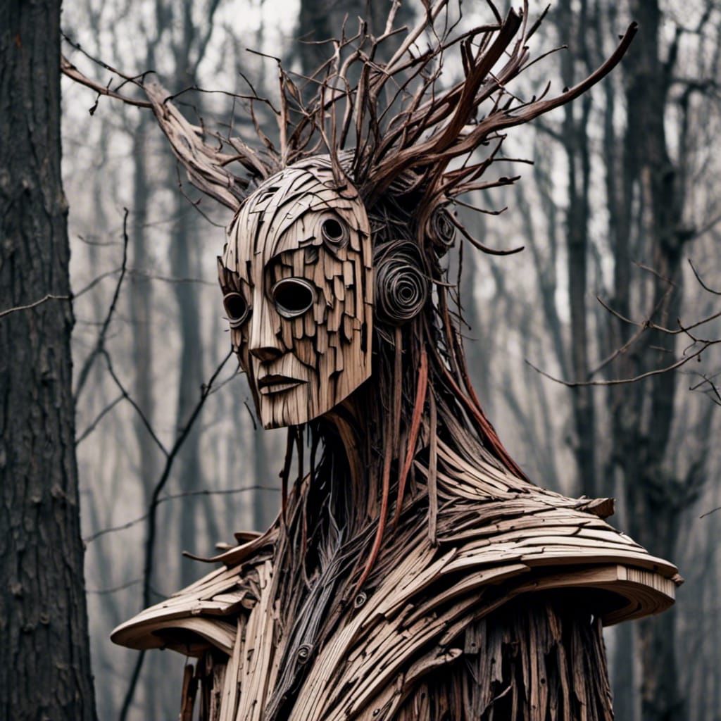 Döderhultaren Style Wood Carving with Mask