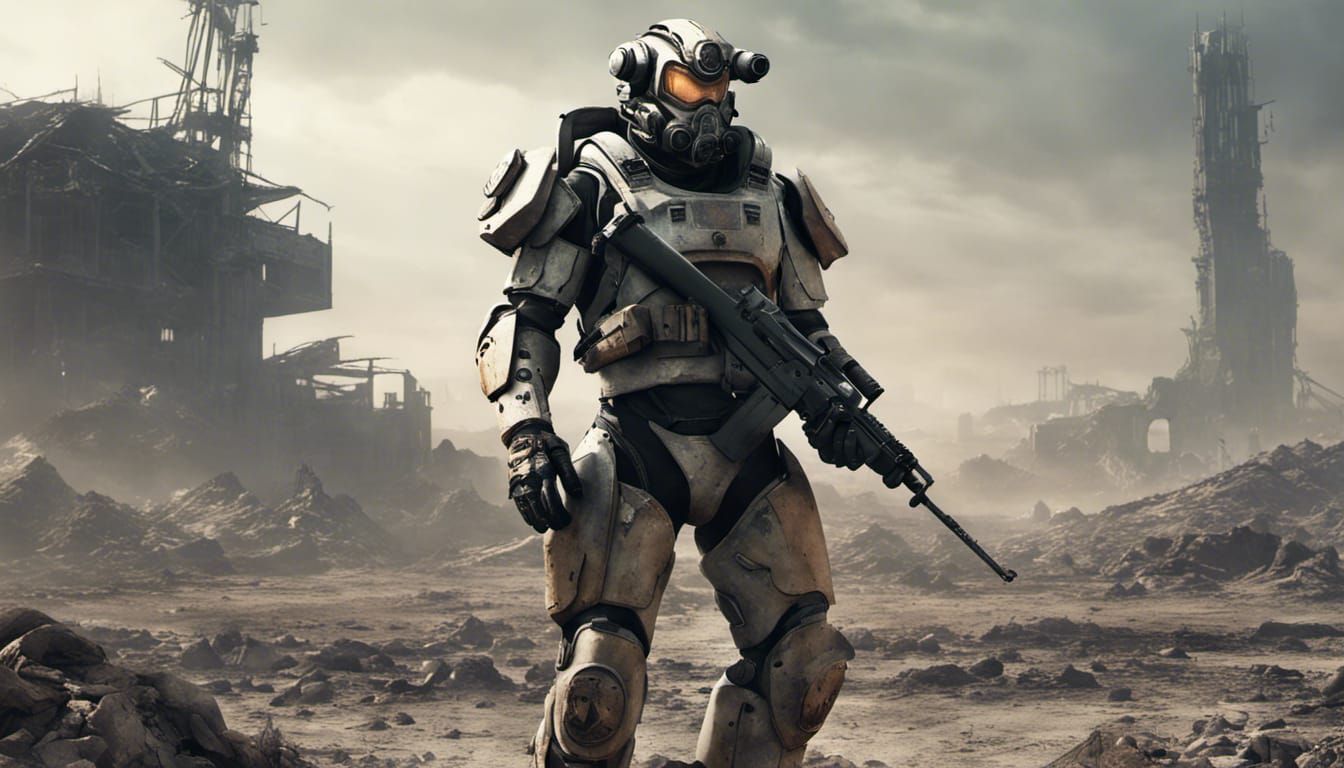 Sci-Fi Soldier in Wasteland