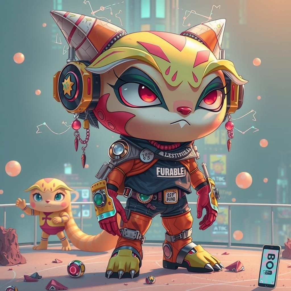 Cyberpunk Anime Character in Vibrant, Dynamic Style