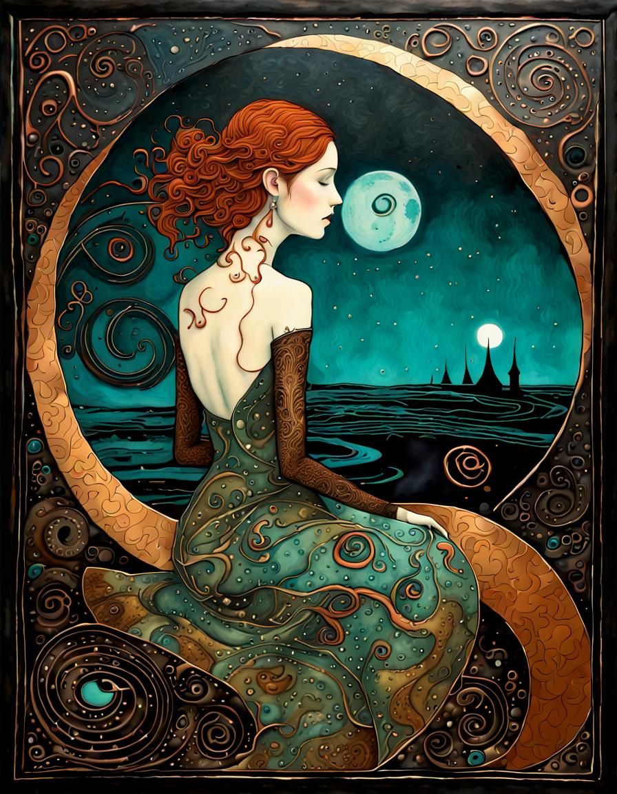 Surreal Woman Portrait in Mixed Media Style