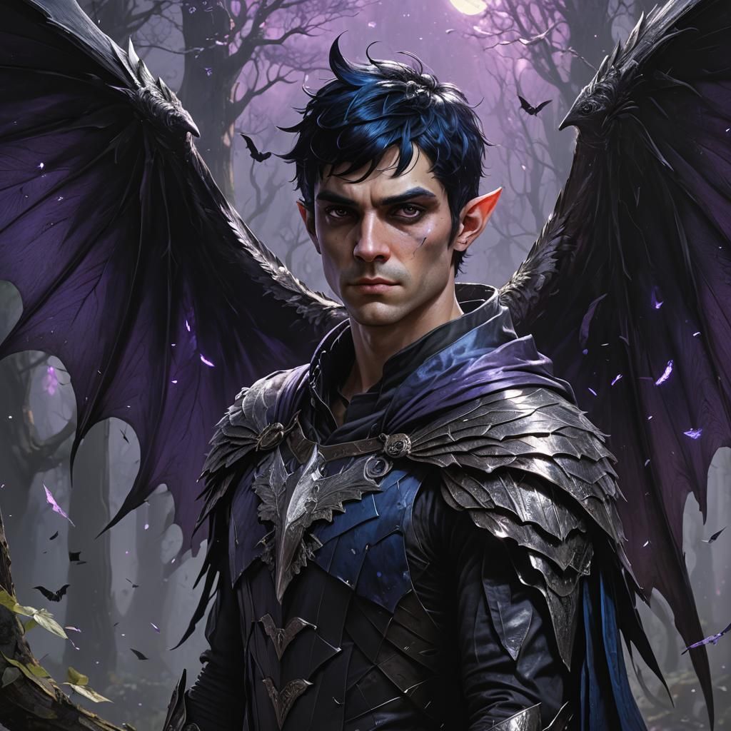 Fae Man with Bat Wings: Dark Fantasy Concept Art
