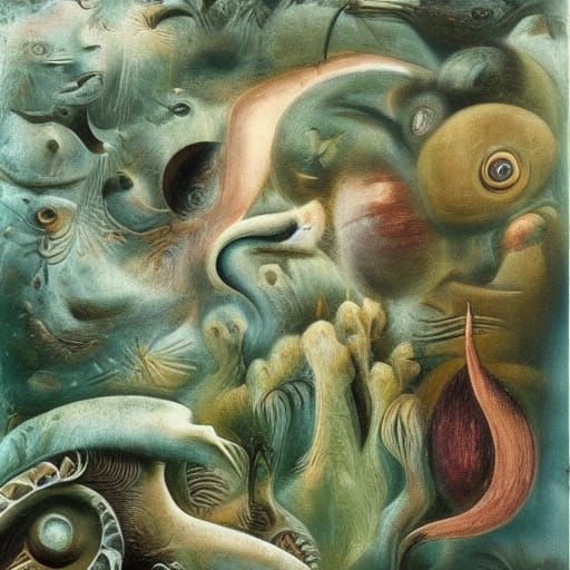 Dreamlike Biomorphic Landscape in Surrealist Style