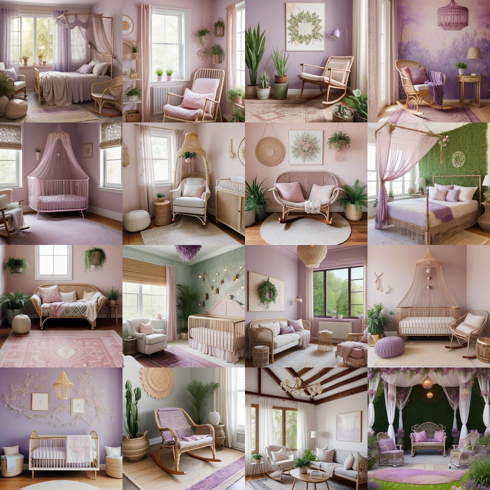 Enchanted Purple Boho Nursery with Amethyst Canopy