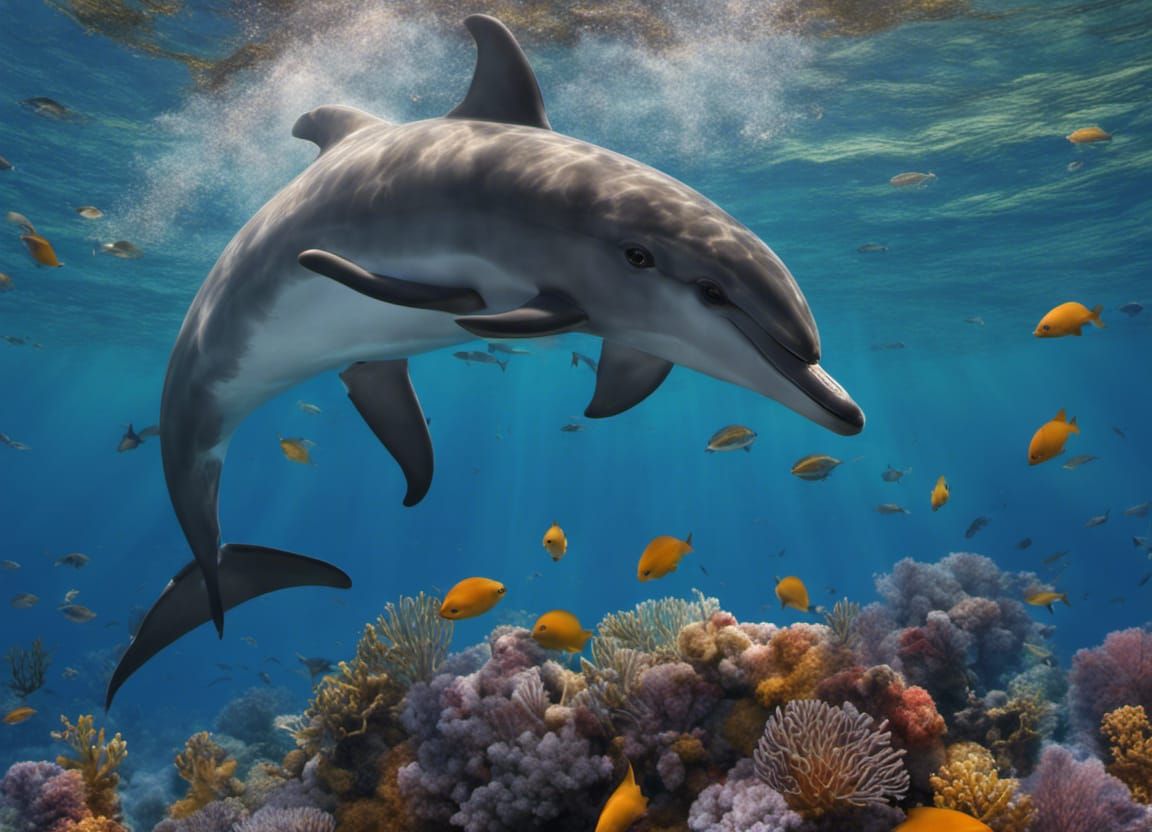 Ultrarealistic Dolphin Swimming Underwater in 8K