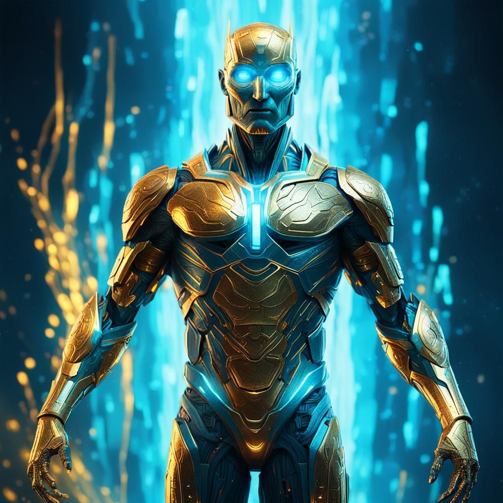 Original Anthropos in Vibrant Bioluminescent Digital Art