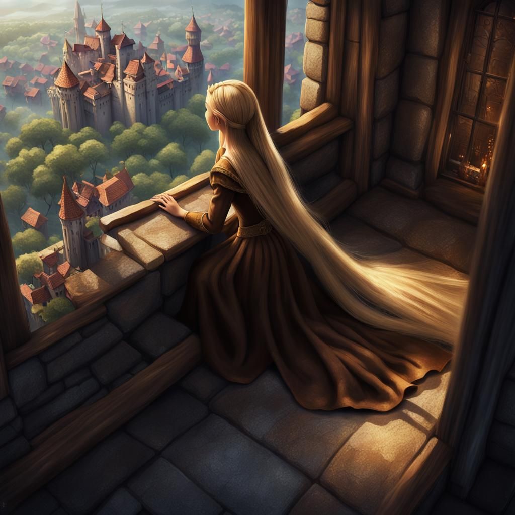 Rapunzel in Tower: Fantasy Concept Art