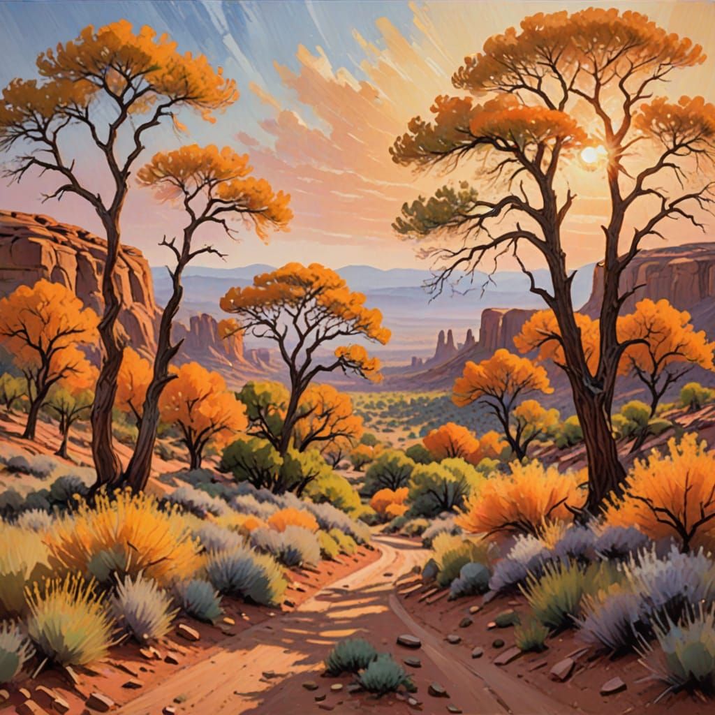 Dreamy Landscape in Warm Golden Light