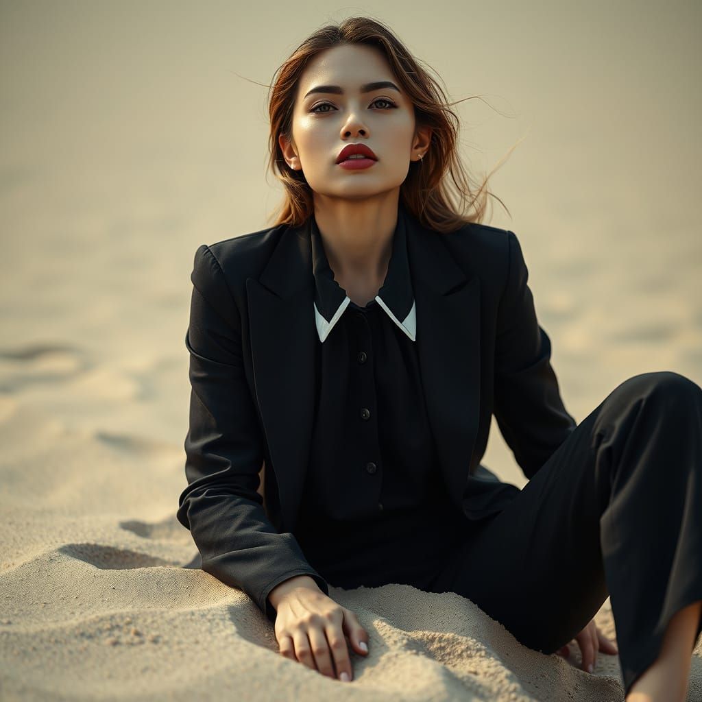 Woman in Sand: Photorealistic Octane Render