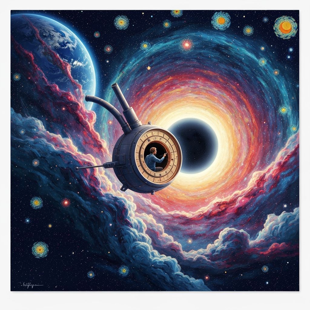 Astronomer's Cosmic Voyage: Van Gogh-Inspired Time Travel