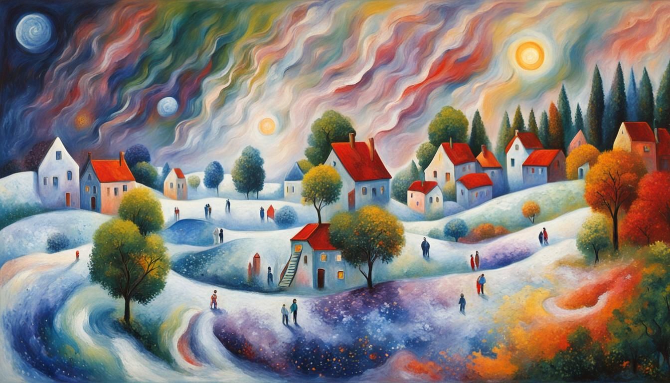 Hallucinatory Starry Maelstrom in Naive Art Style
