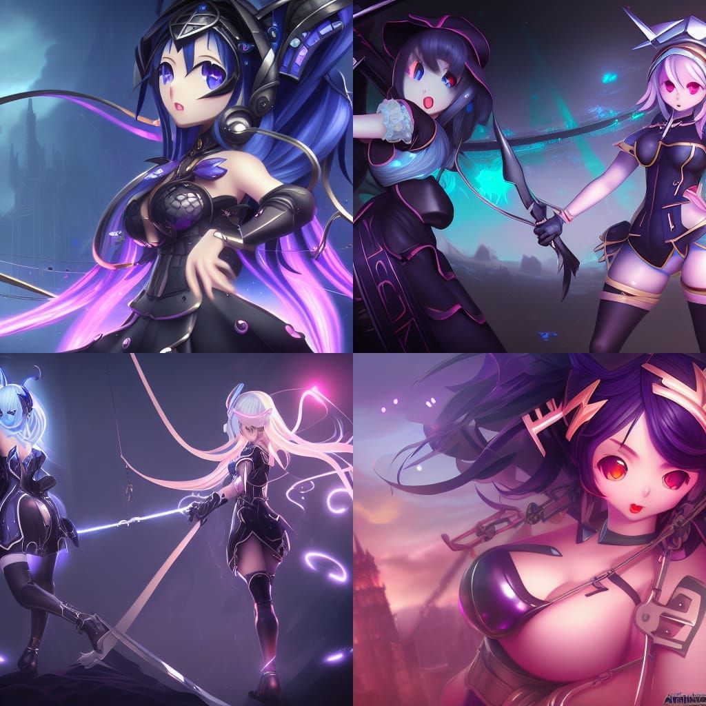 Anime Character in Bondage: Detailed Matte Painting