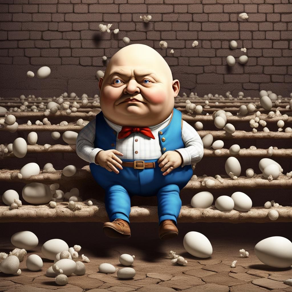 Hyperrealistic Humpty Dumpty's Tragic Demise
