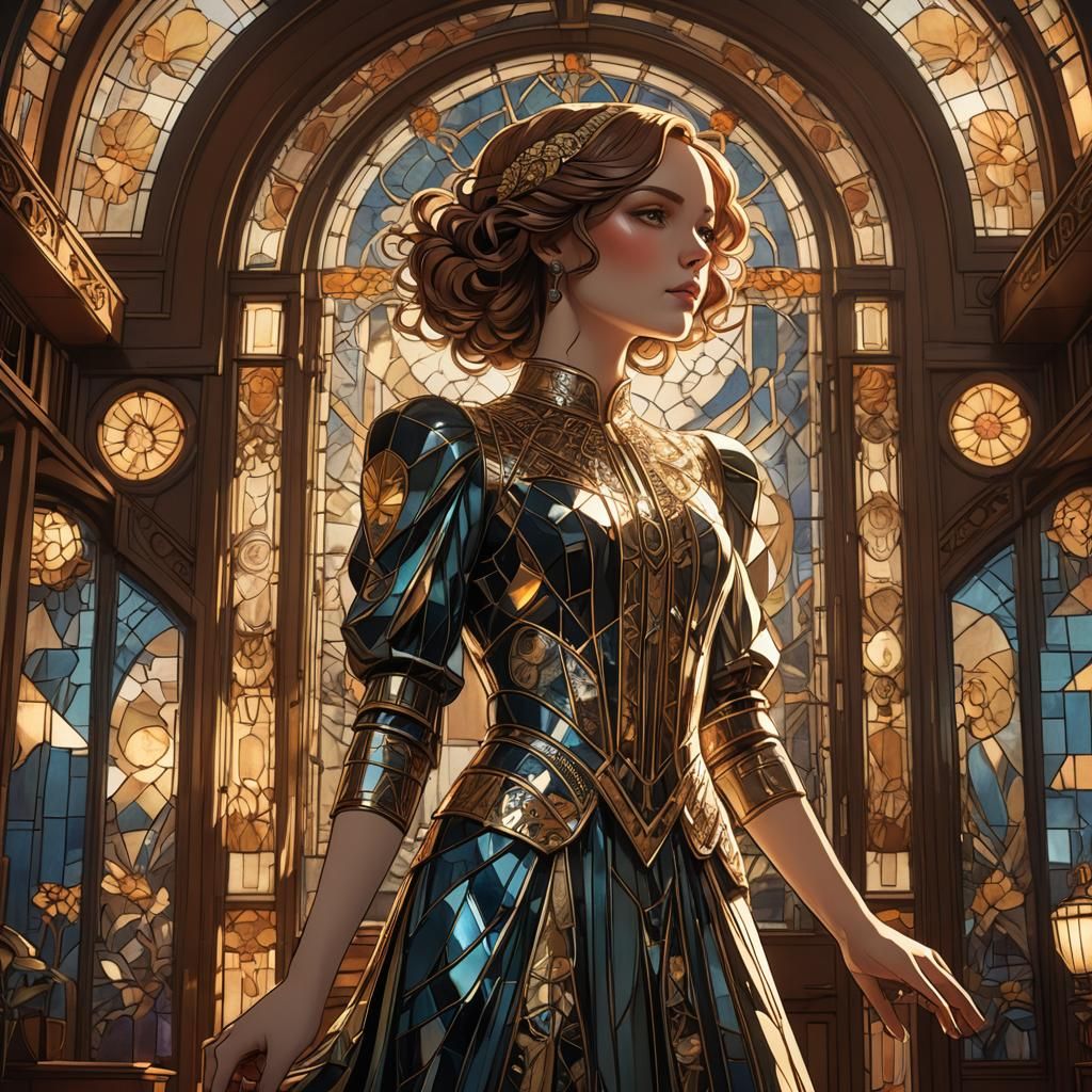 Art Deco Girl in Amsterdam: 3D Anime Art