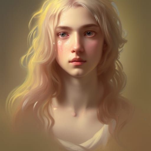 Fragonard Style Portrait with Flowers and Bird