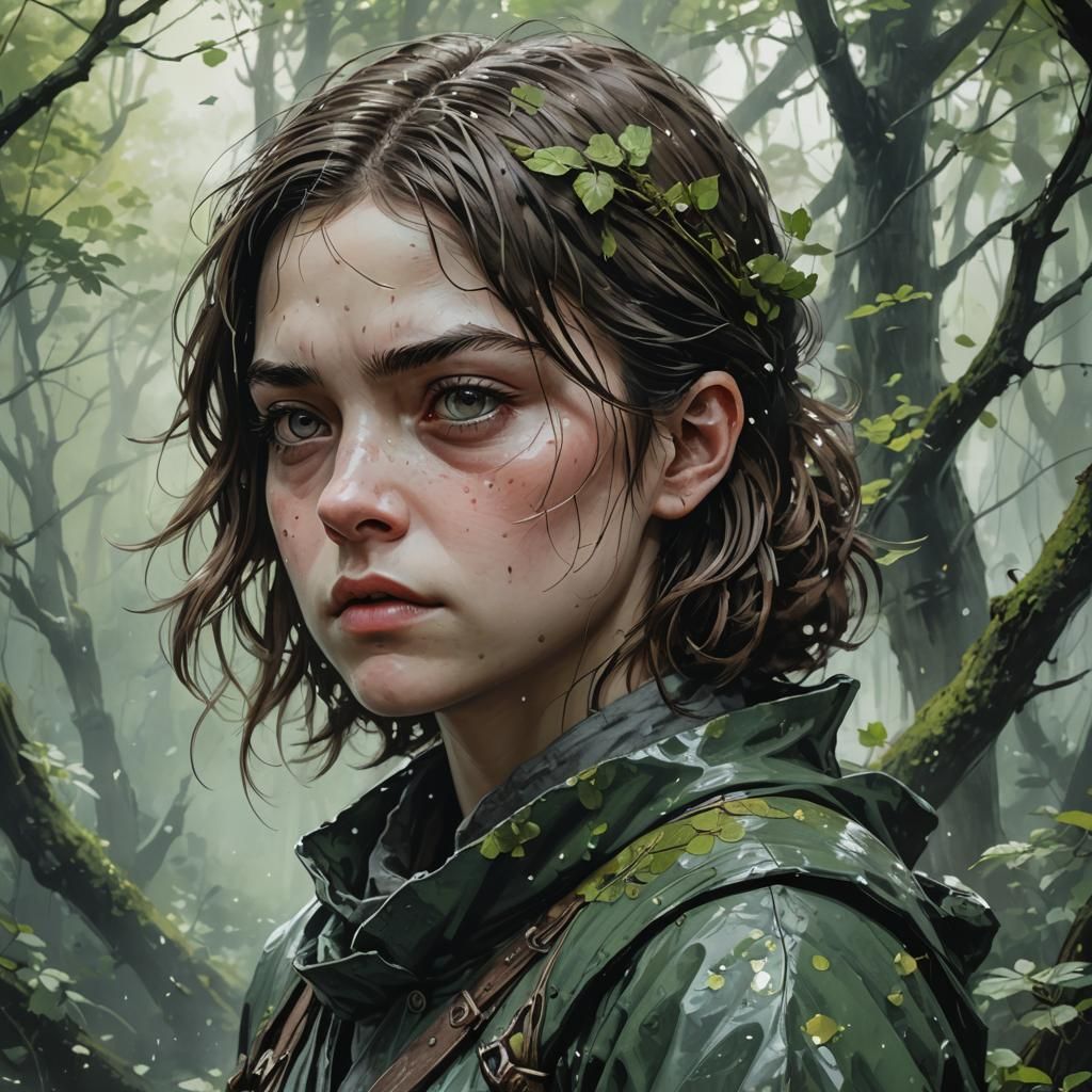 Enchanted Arya Stark Portrait in Digital Painting Style